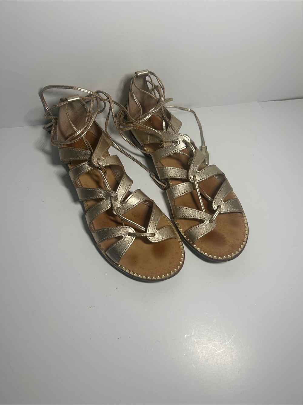Lilly Pulitzer Metallic Gold Lace-Up Gladiator Sandals